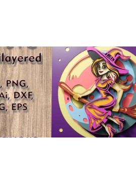 Intra απο ξύλο plywood 3mm-4mm πάχος - Flying Witch 3D  Πολυεπίπεδα Αρχεία Δίασταση 63x10 cm INTRAFABR-110903768