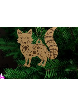 Σετ των 3 Intra απο ξύλο plywood 3mm-4mm πάχος - Folk Fox Στολίδι | Ρουστίκ Σχέδιο | CNC Δίασταση 6x6 cm INTRAFABR-104745688