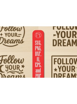 Σετ των 2 Intra απο ξύλο plywood 3mm-4mm πάχος - Follow Your Dreams Laser Cut  Bundle Δίασταση 20x25 cm INTRAFABR-122539670