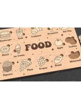 Σετ των 2 Intra απο ξύλο plywood 3mm-4mm πάχος - Food Puzzle for Kids -   Δίασταση 30x20 cm INTRAFABR-123160598