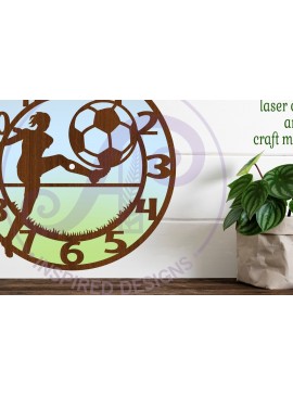 Σετ των 2 Intra απο ξύλο plywood 3mm-4mm πάχος - Ποδοσφαιριστής Γυναίκα Παίκτρια Ρολόι Τοίχου Λέιζερ Δίασταση 30x20 cm INTRAFABR-120453404