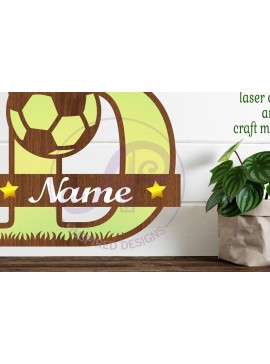 Σετ των 2 Intra απο ξύλο plywood 3mm-4mm πάχος - Μονόγραμμα ποδοσφαίρου ή ποδοσφαίρου Δ γράμμα Δίασταση 30x20 cm INTRAFABR-81961480