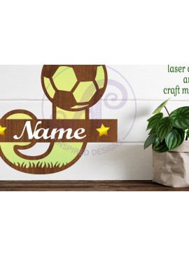 Σετ των 2 Intra απο ξύλο plywood 3mm-4mm πάχος - Μονόγραμμα ποδοσφαίρου ή ποδοσφαίρου J γράμμα Δίασταση 30x20 cm INTRAFABR-81961658