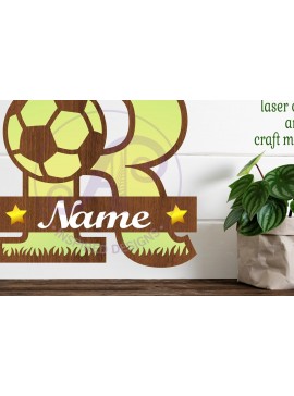 Σετ των 2 Intra απο ξύλο plywood 3mm-4mm πάχος - Μονόγραμμα ποδοσφαίρου ή ποδοσφαίρου R γράμμα Δίασταση 30x20 cm INTRAFABR-81961826