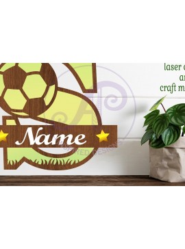 Σετ των 2 Intra απο ξύλο plywood 3mm-4mm πάχος - Γράμμα S μονόγραμμα ποδοσφαίρου ή ποδοσφαίρου Δίασταση 30x20 cm INTRAFABR-81961875