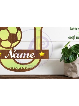 Intra απο ξύλο plywood 3mm-4mm πάχος - Γράμμα U μονόγραμμα ποδοσφαίρου ή ποδοσφαίρου Δίασταση 30x20 cm INTRAFABR-81961914