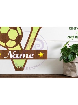 Intra απο ξύλο plywood 3mm-4mm πάχος - Μονόγραμμα ποδοσφαίρου ή ποδοσφαίρου V γράμμα Δίασταση 30x20 cm INTRAFABR-81961937