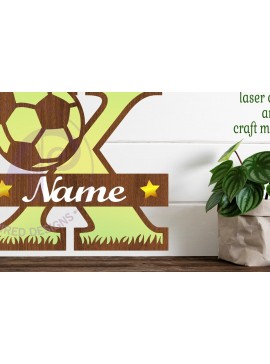 Intra απο ξύλο plywood 3mm-4mm πάχος - Μονόγραμμα ποδοσφαίρου ή ποδοσφαίρου Χ γράμμα Δίασταση 30x20 cm INTRAFABR-81961991