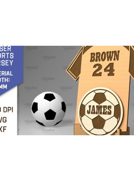 Σετ των 2 Intra απο ξύλο plywood 3mm-4mm πάχος - Ποδοσφαιριστής αθλητική φανέλα σημάδι Δίασταση 30x20 cm INTRAFABR-92540985