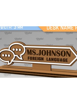 Intra απο ξύλο plywood 3mm-4mm πάχος - Πινακίδα ονόματος γραφείου καθηγητή ξένων γλωσσών Δίασταση 30x20 cm INTRAFABR-103441131