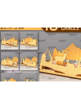 Σετ των 2 Intra απο ξύλο plywood 3mm-4mm πάχος - Δέσμη  Κουτιά Κεριών Ζώων του Δάσους Δίασταση 30x20 cm INTRAFABR-94833432