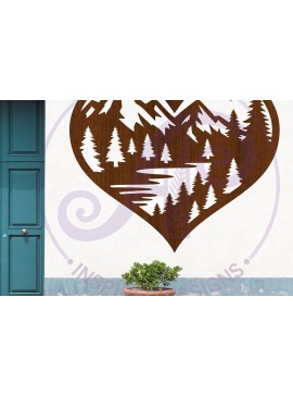 Σετ των 2 Intra απο ξύλο plywood 3mm-4mm πάχος - Πινακίδα τοίχου Forest Heart,  Laser Cut Δίασταση 20x20 cm INTRAFABR-124954559