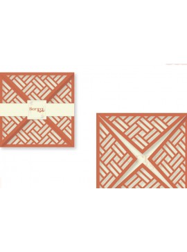 Σετ των 2 Intra απο ξύλο plywood 3mm-4mm πάχος - Τετραπλό πρόσκληση γεωμετρικής κάρτας Δίασταση 20x20 cm INTRAFABR-4043563