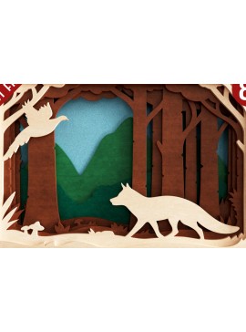 Σετ των 2 Intra απο ξύλο plywood 3mm-4mm πάχος -  αποκοπής  3D Layered Fox Δίασταση 20x25 cm INTRAFABR-21567086