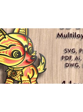 Σετ των 3 Intra απο ξύλο plywood 3mm-4mm πάχος -  λέιζερ πολλαπλών επιπέδων Fox 3D  Δίασταση 8x7 cm INTRAFABR-109489481