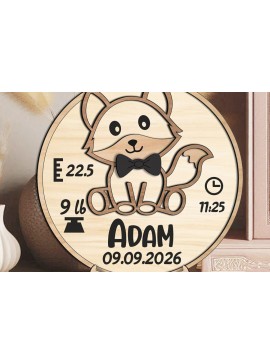 Σετ των 2 Intra απο ξύλο plywood 3mm-4mm πάχος - Στρογγυλός κύκλος ανακοινώσεων Fox Baby Δίασταση 30x20 cm INTRAFABR-117127930