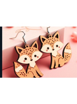 Σετ των 3 Intra απο ξύλο plywood 3mm-4mm πάχος - Fox Earrings Cut Laser | DXF |  Δίασταση 3x3 cm INTRAFABR-114996723