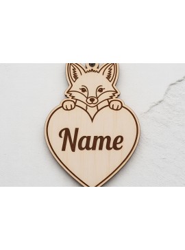Σετ των 3 Intra απο ξύλο plywood 3mm-4mm πάχος - Fox Heart Name Keychain  Δίασταση 4x4 cm INTRAFABR-122895298