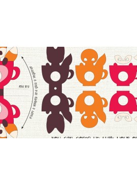 Σετ των 2 Intra απο ξύλο plywood 3mm-4mm πάχος - Αλεπού σε ένα φλιτζάνι | Θήκη για γλειφιτζούρι Δίασταση 20x20 cm INTRAFABR-88655208