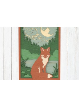 Σετ των 3 Intra απο ξύλο plywood 3mm-4mm πάχος - Fox in Moonlit Forest Laser Cut Art Δίασταση 6x6 cm INTRAFABR-113850029