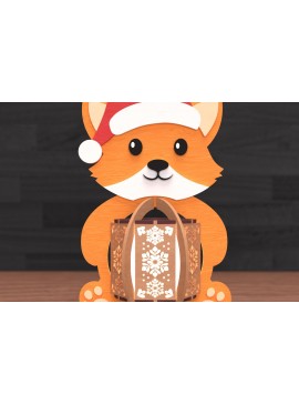 Σετ των 2 Intra απο ξύλο plywood 3mm-4mm πάχος - Fox Lantern Christmas  Cut Laser Δίασταση 15x15 cm INTRAFABR-109337645