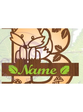 Intra απο ξύλο plywood 3mm-4mm πάχος - Fox Monogram Letter B  Cut  Δίασταση 30x20 cm INTRAFABR-69923565