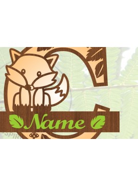 Σετ των 2 Intra απο ξύλο plywood 3mm-4mm πάχος - Fox Monogram Letter C  Cut  Δίασταση 30x20 cm INTRAFABR-69923578