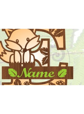 Σετ των 2 Intra απο ξύλο plywood 3mm-4mm πάχος -  αποκοπής μονογράμματος Fox Letter E  Δίασταση 30x20 cm INTRAFABR-69923632