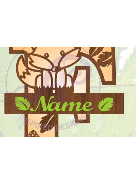 Σετ των 2 Intra απο ξύλο plywood 3mm-4mm πάχος - Fox Monogram Letter F  Cut File Δίασταση 30x20 cm INTRAFABR-69923654