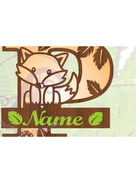 Intra απο ξύλο plywood 3mm-4mm πάχος - Fox Monogram Letter P  Cut File Δίασταση 30x20 cm INTRAFABR-69923935