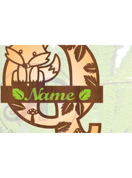 Intra απο ξύλο plywood 3mm-4mm πάχος - Fox Monogram Letter Q  Cut File Δίασταση 30x20 cm INTRAFABR-69923954
