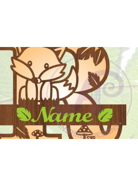 Σετ των 2 Intra απο ξύλο plywood 3mm-4mm πάχος - Fox Monogram Letter R  Cut  Δίασταση 30x20 cm INTRAFABR-69923964