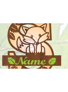 Σετ των 2 Intra απο ξύλο plywood 3mm-4mm πάχος -  αποκοπής μονογράμματος Fox Letter S  Δίασταση 30x20 cm INTRAFABR-69923984