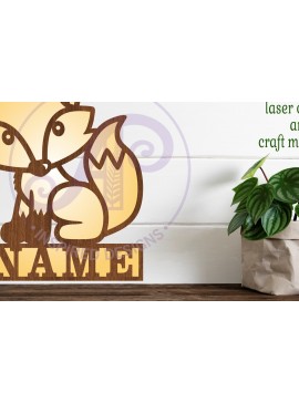 Σετ των 2 Intra απο ξύλο plywood 3mm-4mm πάχος - Πρότυπο κοπής με λέιζερ  Sign Name Fox Δίασταση 30x20 cm INTRAFABR-82439034