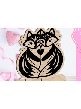 Σετ των 3 Intra απο ξύλο plywood 3mm-4mm πάχος - Foxes Love Valentine Στολίδι  Δίασταση 6x6 cm INTRAFABR-113206171