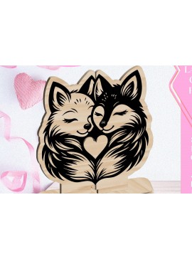 Σετ των 3 Intra απο ξύλο plywood 3mm-4mm πάχος - Foxes Love Valentine Στολίδι  Δίασταση 6x6 cm INTRAFABR-113206646