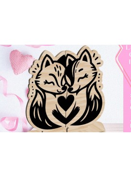 Σετ των 3 Intra απο ξύλο plywood 3mm-4mm πάχος - Foxes Love Valentine Στολίδι  Δίασταση 6x6 cm INTRAFABR-113206838