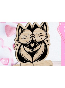 Σετ των 3 Intra απο ξύλο plywood 3mm-4mm πάχος - Foxes Love Valentine Στολίδι  Δίασταση 6x6 cm INTRAFABR-113206018