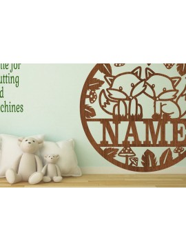 Σετ των 2 Intra απο ξύλο plywood 3mm-4mm πάχος - Foxes Name  Cut File Δίασταση 30x20 cm INTRAFABR-69907873