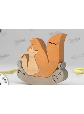 Intra απο ξύλο plywood 3mm-4mm πάχος - Foxes Puzzle Cut Laser. Οικογένεια Ζώων Δίασταση 30x20 cm INTRAFABR-108580622