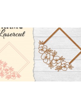 Σετ των 2 Intra απο ξύλο plywood 3mm-4mm πάχος - Κορνίζα Flower cut Laser Δίασταση 20x25 cm INTRAFABR-122655651