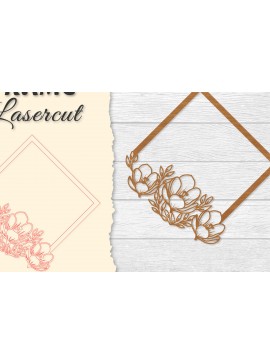 Σετ των 2 Intra απο ξύλο plywood 3mm-4mm πάχος - Κορνίζα Flower cut Laser Δίασταση 20x25 cm INTRAFABR-122655666