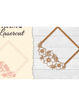 Σετ των 2 Intra απο ξύλο plywood 3mm-4mm πάχος - Κορνίζα Flower cut Laser Δίασταση 20x25 cm INTRAFABR-122655694