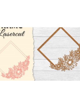 Σετ των 2 Intra απο ξύλο plywood 3mm-4mm πάχος - Κορνίζα Flower cut Laser Δίασταση 20x25 cm INTRAFABR-122655596