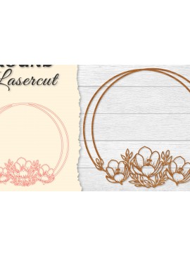 Σετ των 2 Intra απο ξύλο plywood 3mm-4mm πάχος - Πλαίσιο Flower Στρογγυλό Lasercut Δίασταση 20x20 cm INTRAFABR-122604751