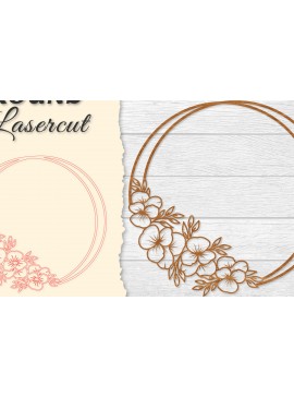 Σετ των 2 Intra απο ξύλο plywood 3mm-4mm πάχος - Πλαίσιο Flower Στρογγυλό Lasercut Δίασταση 20x20 cm INTRAFABR-122604755