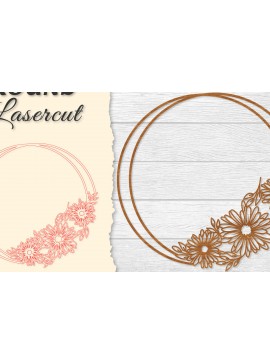 Σετ των 2 Intra απο ξύλο plywood 3mm-4mm πάχος - Πλαίσιο Flower Στρογγυλό Lasercut Δίασταση 20x20 cm INTRAFABR-122604760