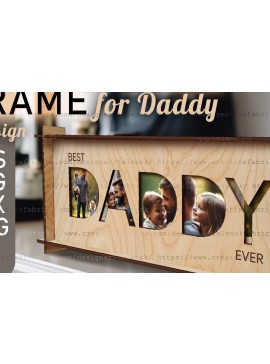 Σετ των 2 Intra απο ξύλο plywood 3mm-4mm πάχος - Πλαίσιο για DADDY | Δώρο για την Ημέρα του Πατέρα Δίασταση 20x25 cm INTRAFABR-98214201