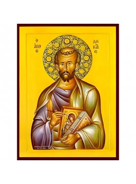 Εικόνα Ορθοδοξίας με περίγραμμα χρυσό σε ξύλο Φλαμουρίας  με  βάση Εικόνα ΑΓΙΟΣ ΑΠΟΣΤΟΛΟΣ ΚΑΙ ΕΥΑΓΓΕΛΙΣΤΗΣ ΛΟΥΚΑΣ ΜΕ ΑΓΙΟΓΡΑΦΙΑ Χειροποίητη Ελληνορθόδοξη εικόνα του Ιησού Χριστού, Κρεμαστή πλάκα βυζαντινής τέχνης, χριστιανική τέχνη Διάσταση 40x30 cm (10,2