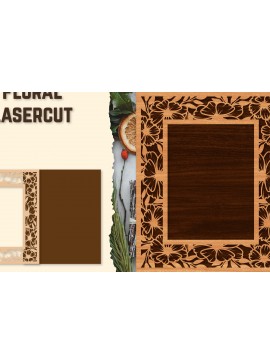 Σετ των 2 Intra απο ξύλο plywood 3mm-4mm πάχος - Κορνίζα Photo Floral Lasercut Δίασταση 20x25 cm INTRAFABR-123558361